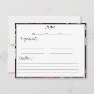 Cartões de receita com fundo de cerejas