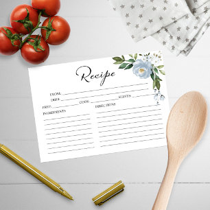 Cartões de receita de Chá de panela azul com cinza