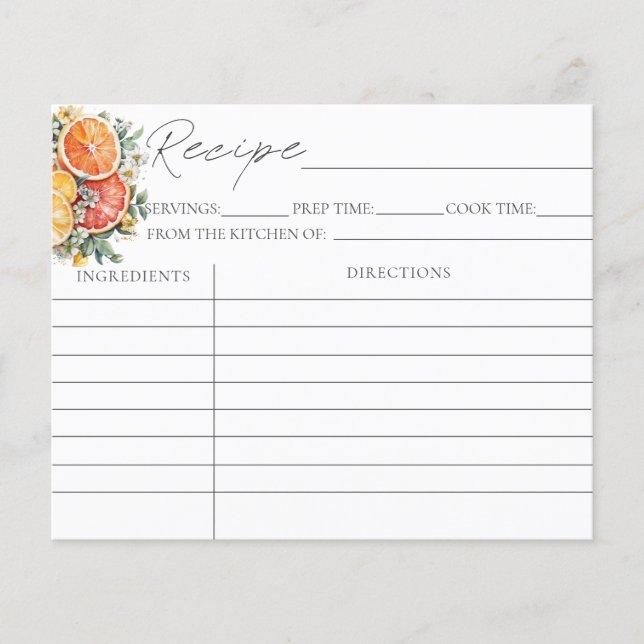 Cartões de receita de Chá de panela Citrus (Frente)
