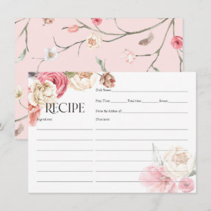  cartões de receita de chá de panela floral flor