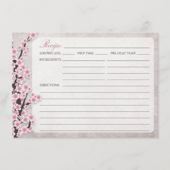 Cartões de Receita de Flor de Cerejeira Rosa Rústi (Frente)