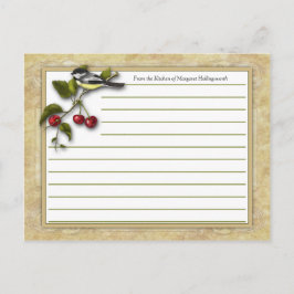 Cartões de receita de frango e cerejas