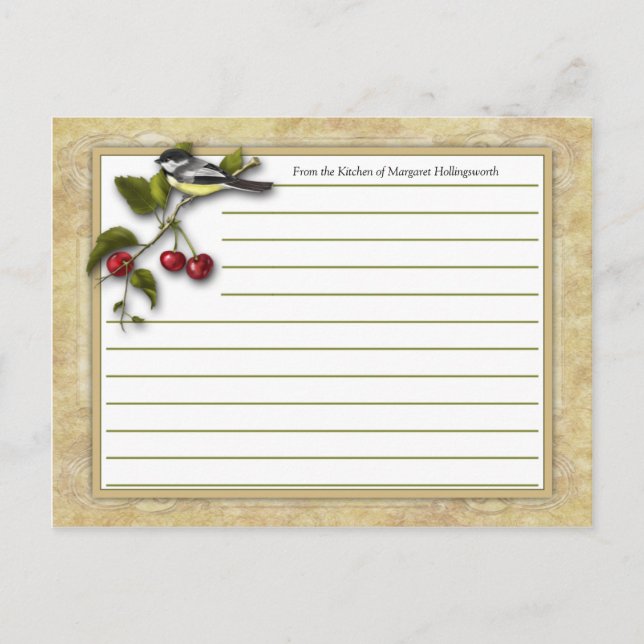 Cartões de receita de frango e cerejas (Frente)