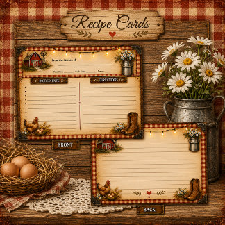 Cartões de Receita de Ovos de Galinha Rústica de F
