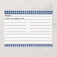 Cartões de Receita de vazio: Sonhos de Gingham