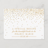Cartões de Receita do Chá de panela Confetti Doura
