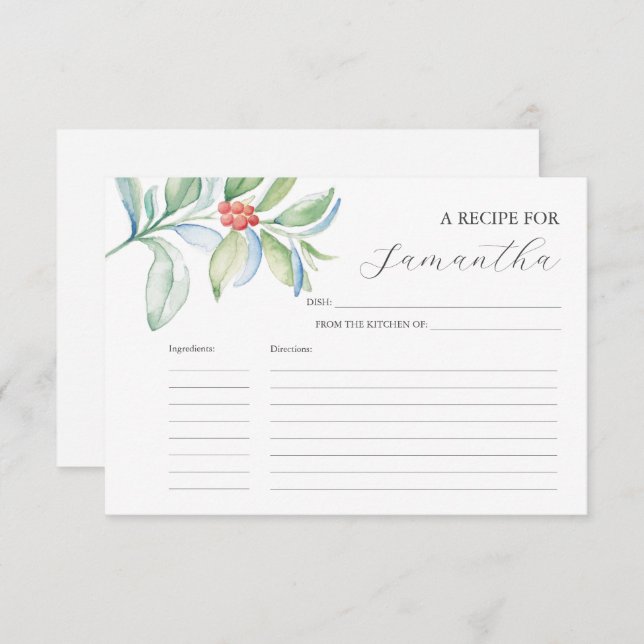 Cartões de Receita Imprimíveis Cores em Água Natal (Frente/Verso)