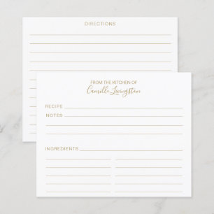 Cartões de Receita Personalizados Branco e Dourado