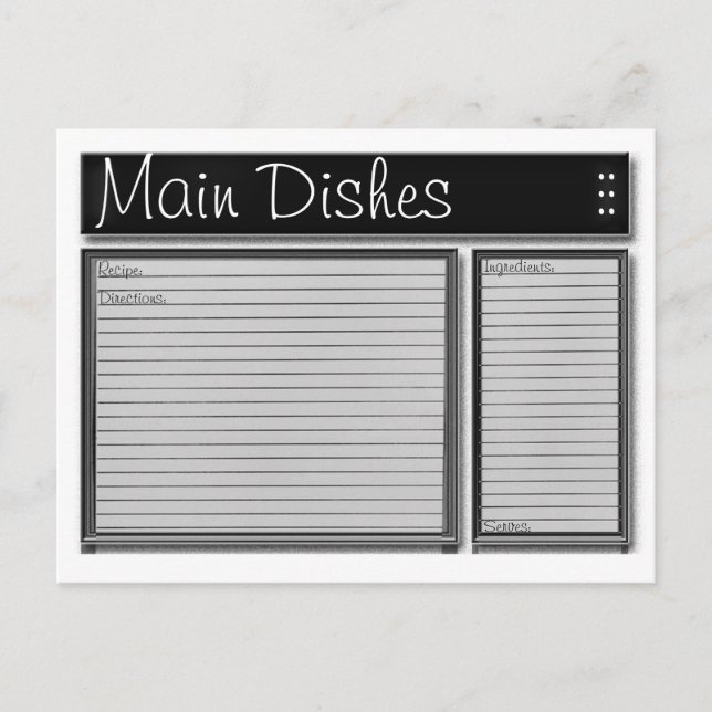 Cartões de Receita Personalizados Pretos e Brancos (Frente)