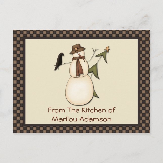 Cartões de receita primitivos de neve e corvos (Frente)