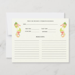 Cartões de receitas da família de cavalos-marinhos