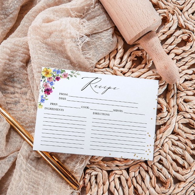 Cartões de Receitas de Chá de Noiva Boho Wildflowe (Criador carregado)