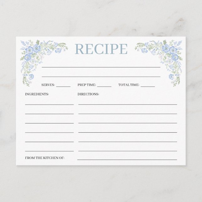 Cartões de Receitas de Chá de Noiva Hydrangea Anti (Frente)