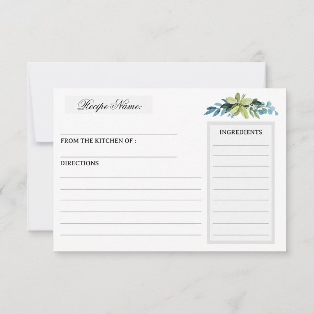 Cartões de receitas de chá de panela verde em aqua (Verso)