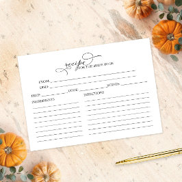 Cartões de receitas de Chás de panela de caligrafi