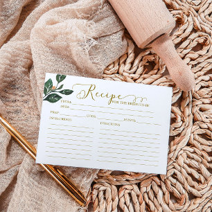 Cartões de Receitas de Chuveiro de Noiva com Calig