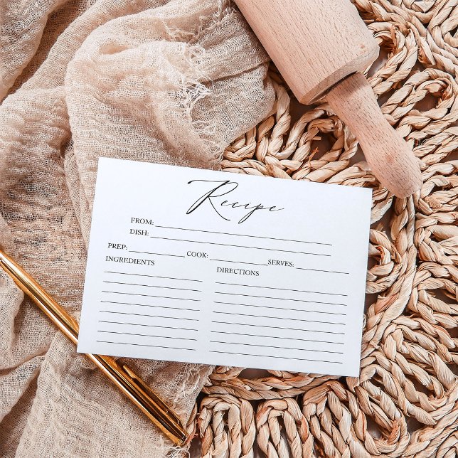 Cartões de Receitas Minimalistas para Chá de Noiva (Criador carregado)