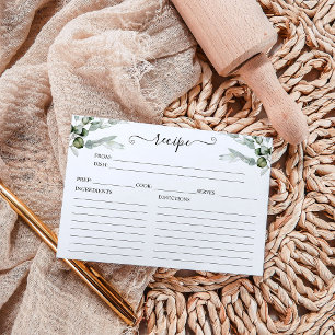Cartões de Receitas para Chá de Noiva com Folhagen