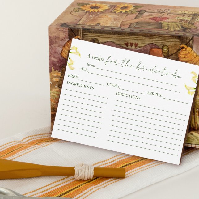 Cartões de Receitas para Chá de Noiva com Lírio Ca (Criador carregado)