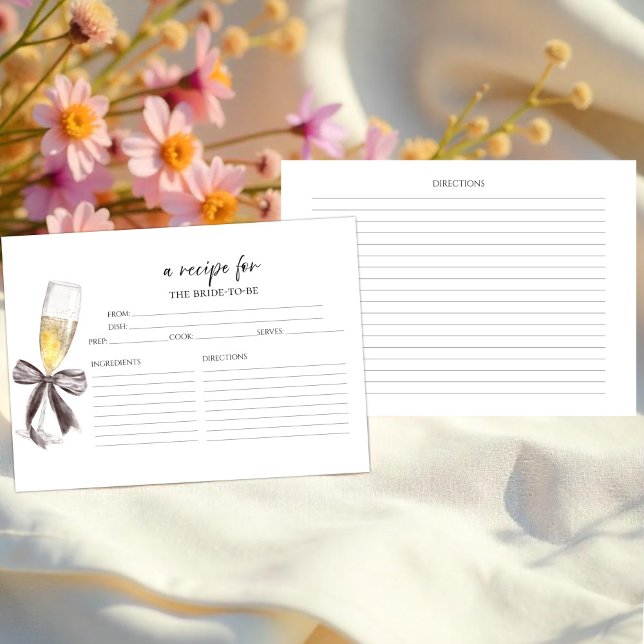 Cartões de Receitas para Chá de Noiva com Prosecco (Criador carregado)