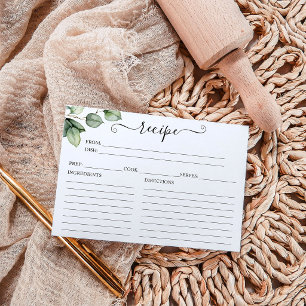 Cartões de Receitas para Chá de Noiva Verde