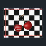 Cartões de receitas retro de cereja<br><div class="desc">Cerejas vermelhas e ric-rac contra cheques em preto e branco. Adicione o seu nome ou o nome de um amigo na pequena cereja! Um conjunto desses faria um feriado maravilhoso, Dia de as mães, aquecimento doméstico, aniversário... presente!</div>