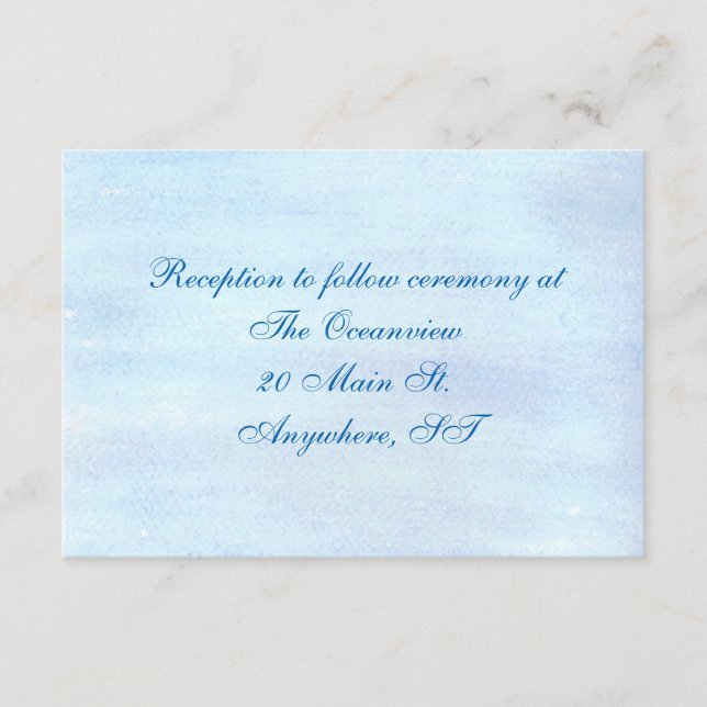 Cartões de recepção "Blue Watercolor" (Frente)