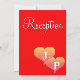 Cartões de Recepção com Monograma de Corações Verm