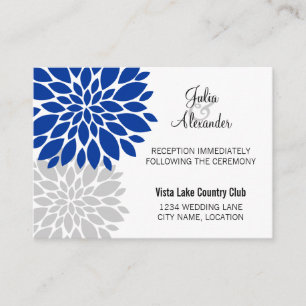 Cartões de Recepção de Burst Floral Real Blue Silv