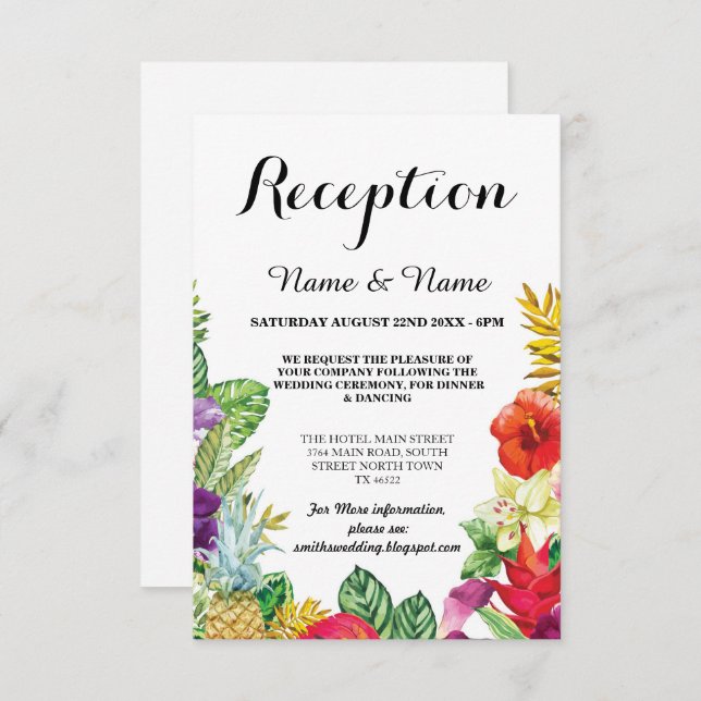 Cartões de Recepção de Casamento Aloha Luau Tropic (Frente/Verso)