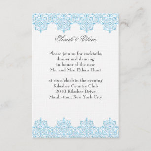 Cartões de Recepção de Casamento azul claro Damask