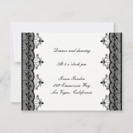 Cartões de Recepção de Casamento Black Lace