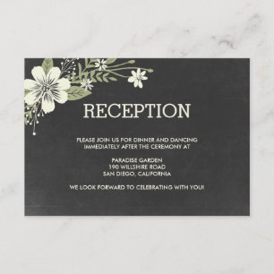 Cartões de Recepção de Casamento Chalkboard Blooms