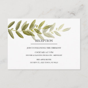 Cartões de Recepção de Casamento com Folha de Azei