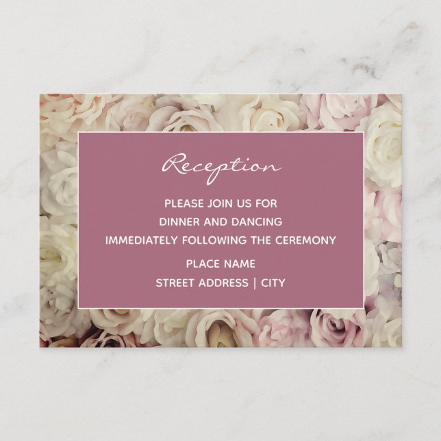 Cartões de Recepção de casamento cor-de-rosa rosa  (Frente)