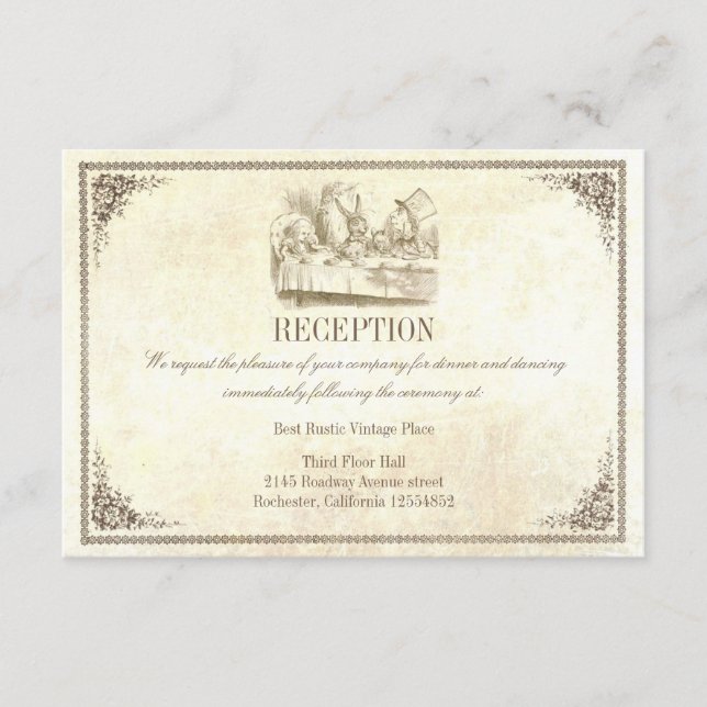 Cartões de Recepção de Casamento da Alice no País  (Frente)