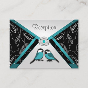 Cartões de Recepção de casamento de Aves Aqua & Si