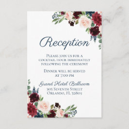 Cartões de Recepção de casamento Floral de Marsala