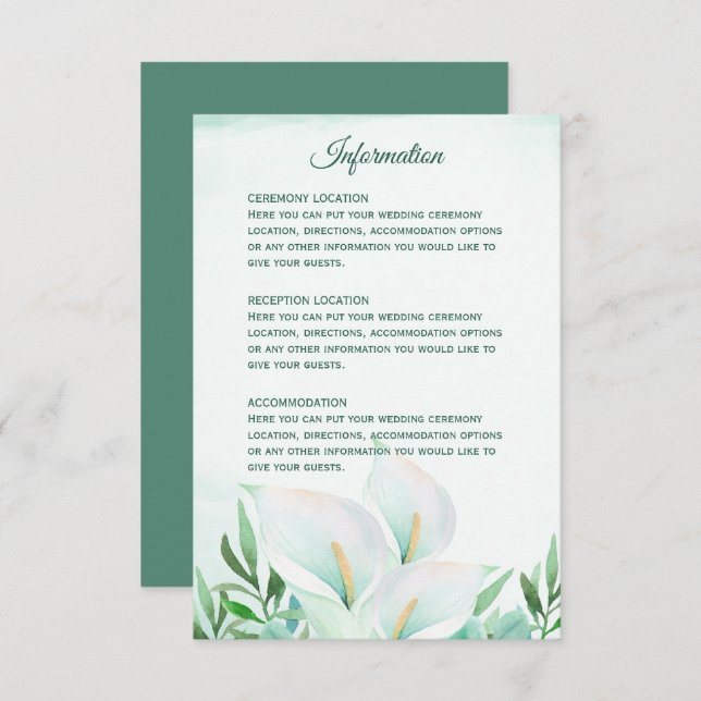 Cartões de Recepção de casamento Lily Monograma Wh (Frente/Verso)