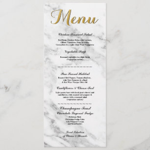Cartões de Recepção de Casamento Menu Dourado Márm