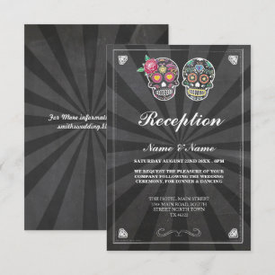 Cartões de Recepção de Casamento Rústico Caveira d