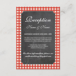 Cartões de Recepção de Casamento Rústico Xadrez Ve