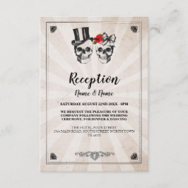 Cartões de Recepção de Casamento Rústicos Caveiras