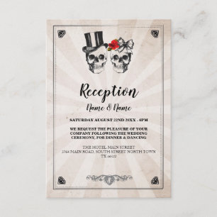 Cartões de Recepção de Casamento Rústicos Caveiras