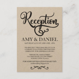 Cartões de Recepção de Casamento Rústicos com Letr