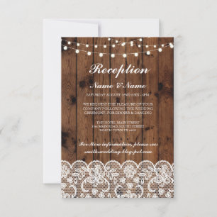 Cartões de Recepção de Casamento Rústicos com Luze