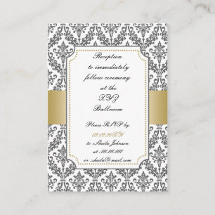 Cartões de recepção de casamento tema damasco dour