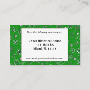 Cartões de Recepção de casamento Verde Ocidental