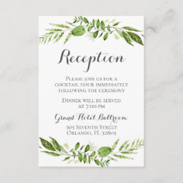 Cartões de Recepção de Casamento Verde Rústico Fol