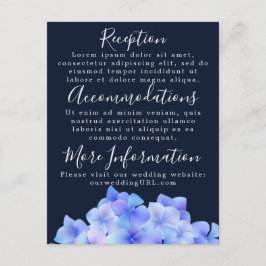 Cartões de Recepção de Hortênsia Azul Aquarela